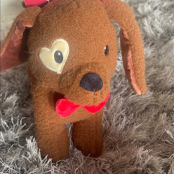 Brown Plush Dog Toy with Pink Heart - Picture 2 of 5